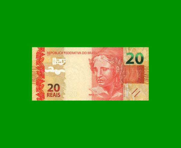 BILLETE DE  BRASIL 20,00 REALES, PICK 255b, ESTADO SIN CIRCULAR.-