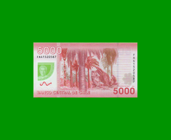 BILLETE DE
  CHILE 5.000,00 PESOS POLYMERO, PICK NEW, ESTADO SIN CIRCULAR.- - Imagen 2