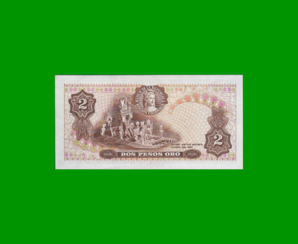 BILLETE DE
  COLOMBIA 2,00 PESOS, PICK 413b, ESTADO MUY BUENO+.- - Imagen 2