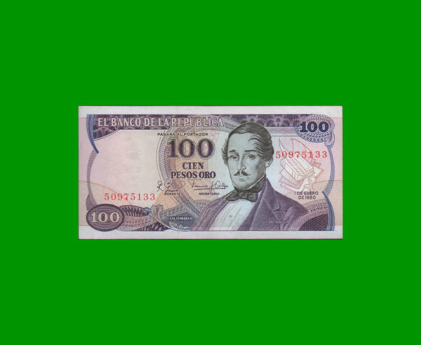 BILLETE DE  COLOMBIA 100,00 PESOS, PICK 418b, ESTADO MUY BUENO+.-