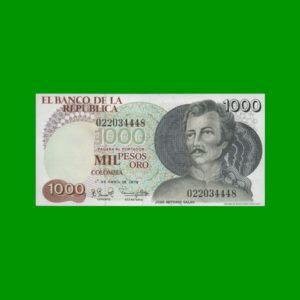 BILLETE DE  COLOMBIA 1.000,00 PESOS, PICK 421, ESTADO SIN CIRCULAR.-