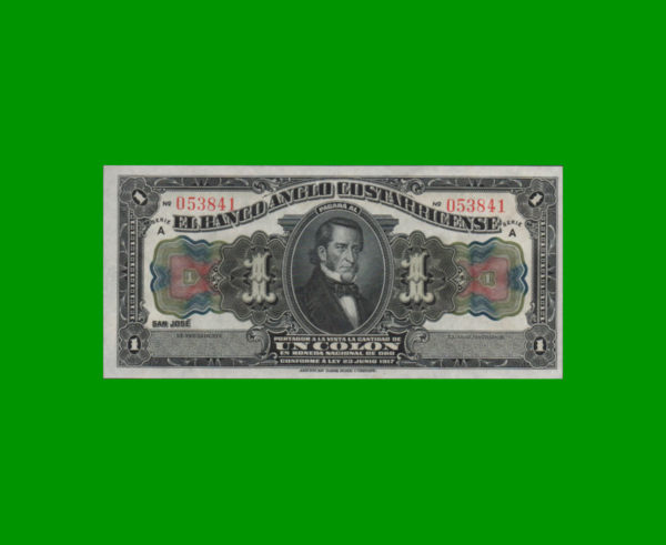 BILLETE DE  COSTA RICA 1,00 COLON, PICK S121, ESTADO SIN CIRCULAR.-