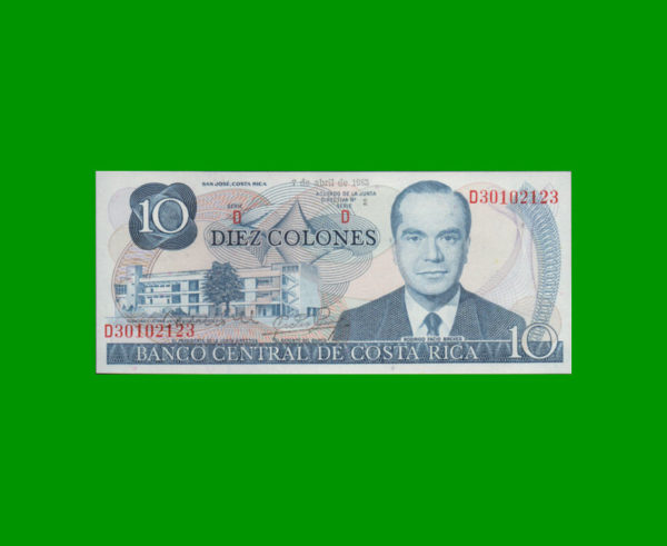 BILLETE DE
  COSTA RICA 10,00 COLONES, PICK 237b, ESTADO SIN CIRCULAR.-