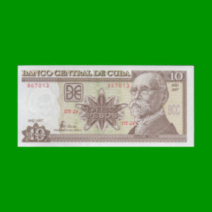 BILLETE DE CUBA 10,00 PESOS, PICK 117i, ESTADO SIN CIRCULAR.-