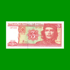 BILLETE DE
CUBA 3,00 PESOS, PICK 127a, ESTADO SIN CIRCULAR.-