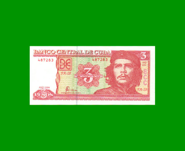 BILLETE DE
  CUBA 3,00 PESOS, PICK 127a, ESTADO SIN CIRCULAR.-