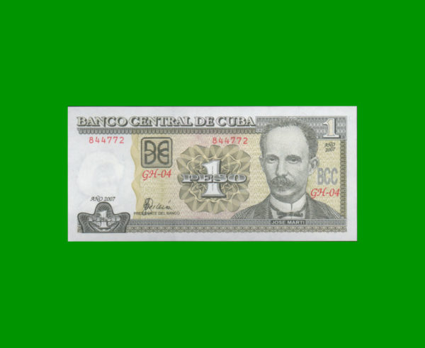 BILLETE DE
  CUBA 1,00 PESO, PICK 128c, ESTADO SIN CIRCULAR.-