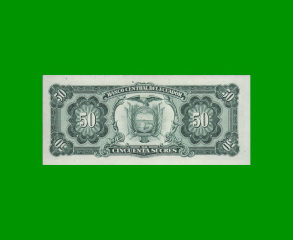 BILLETE DE
  ECUADOR 50,00 SUCRES, PICK 122, ESTADO SIN CIRCULAR.- - Imagen 2