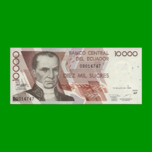 BILLETE DE
  ECUADOR 10.000,00 SUCRES, PICK 127e, ESTADO SIN CIRCULAR.-