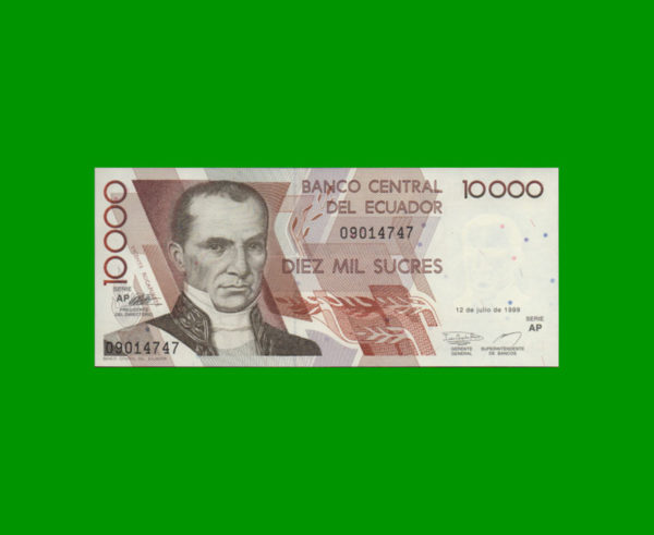 BILLETE DE
  ECUADOR 10.000,00 SUCRES, PICK 127e, ESTADO SIN CIRCULAR.-