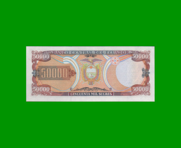 BILLETE DE
  ECUADOR 50.000,00 SUCRES, PICK 130b, ESTADO SIN CIRCULAR.- - Imagen 2