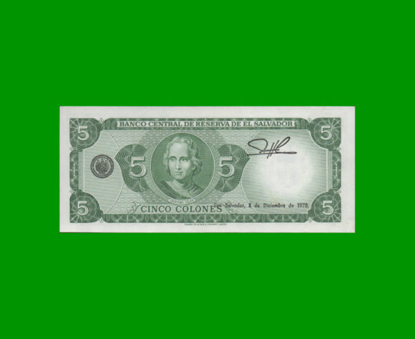 BILLETE EL
  SALVADOR 5,00 COLONES, PICK 117, ESTADO SIN CIRCULAR.- - Imagen 2