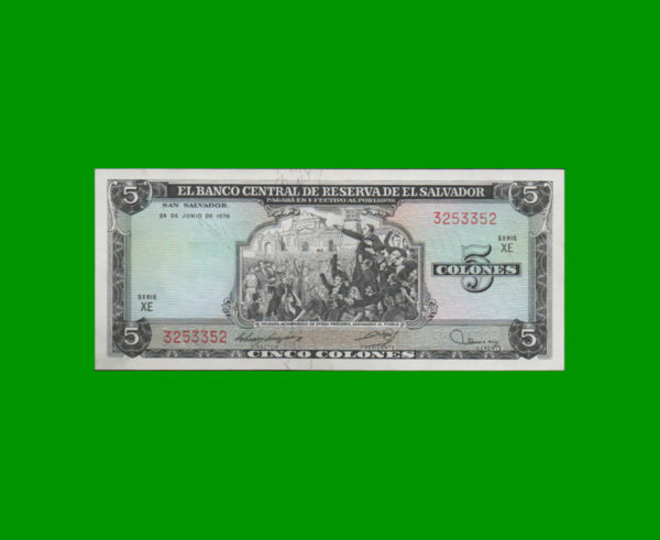 BILLETE EL
  SALVADOR 5,00 COLONES, PICK 117, ESTADO SIN CIRCULAR.-