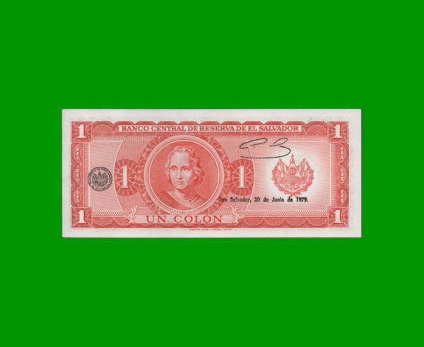 BILLETE EL
  SALVADOR 1,00 COLON, PICK 125b, ESTADO SIN CIRCULAR.- - Imagen 2