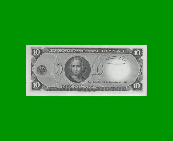 BILLETE EL
  SALVADOR 10,00 COLONES, PICK 129b, ESTADO EXCELENTE+.- - Imagen 2