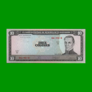 BILLETE EL
  SALVADOR 10,00 COLONES, PICK 129b, ESTADO EXCELENTE+.-