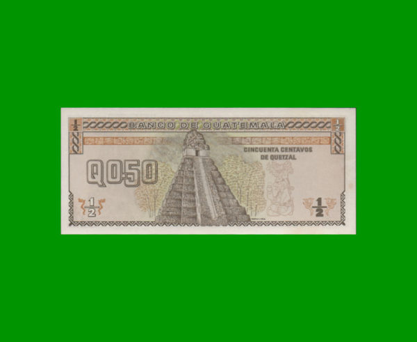 BILLETE DE
  GUATEMALA 0,50 QUETZAL, PICK 72b, ESTADO SIN CIRCULAR.- - Imagen 2