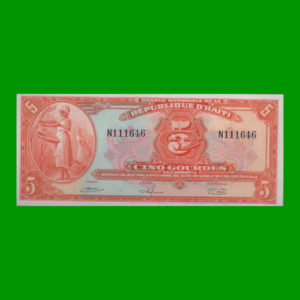 BILLETE DE
  HAITI 5,00 GOURDES, PICK 187, ESTADO SIN CIRCULAR.-