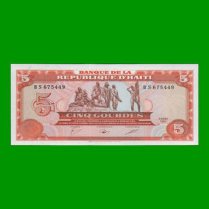 BILLETE DE
  HAITI 5,00 GOURDES, PICK 246, ESTADO SIN CIRCULAR.-
