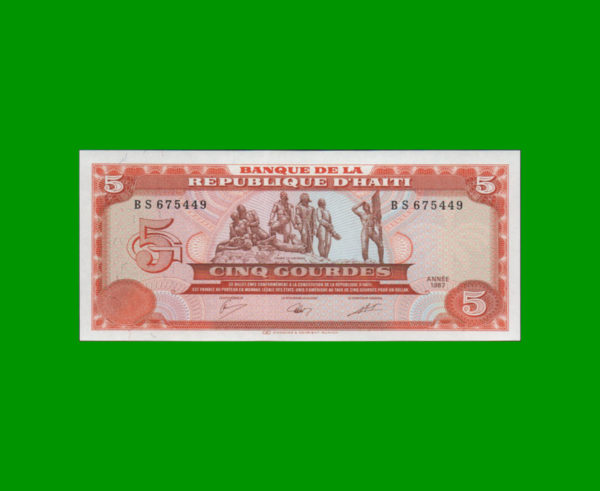 BILLETE DE
  HAITI 5,00 GOURDES, PICK 246, ESTADO SIN CIRCULAR.-