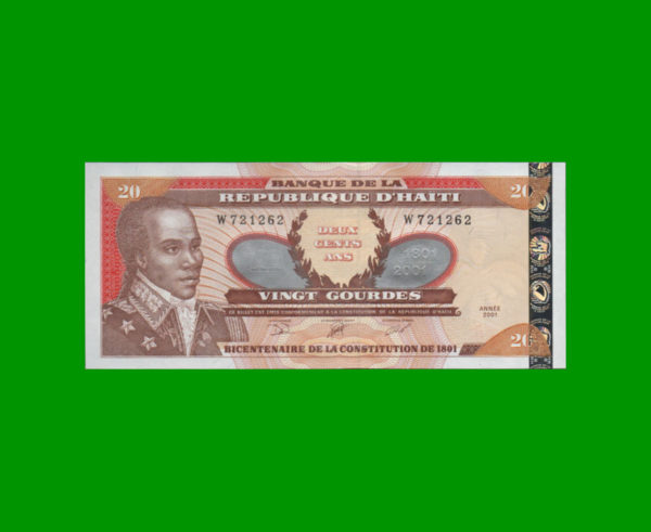 BILLETE DE
  HAITI 20,00 GOURDES, PICK 271, ESTADO SIN CIRCULAR.-