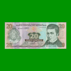 BILLETE DE
  HONDURAS 20,00 LEMPIRAS, PICK 93a, ESTADO SIN CIRCULAR.-