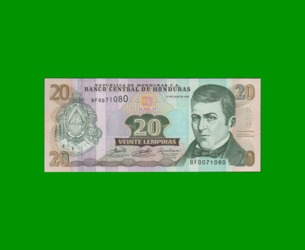 BILLETE DE
  HONDURAS 20,00 LEMPIRAS, PICK 93a, ESTADO SIN CIRCULAR.-