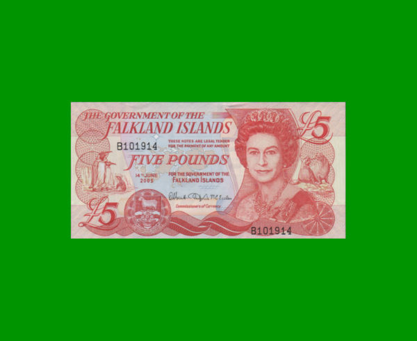 BILLETE DE
  (FALKLAND ISLANS) ISLAS MALVINAS 5,00 POUNDS, PICK 17, ESTADO SIN CIRCULAR.-