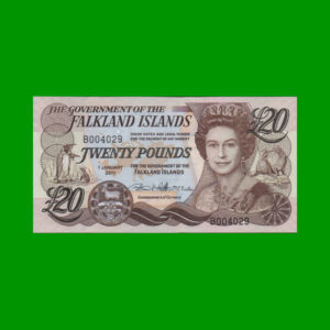 BILLETE DE
  (FALKLAND ISLANS) ISLAS MALVINAS 20,00 POUNDS, PICK 19, ESTADO SIN CIRCULAR.-