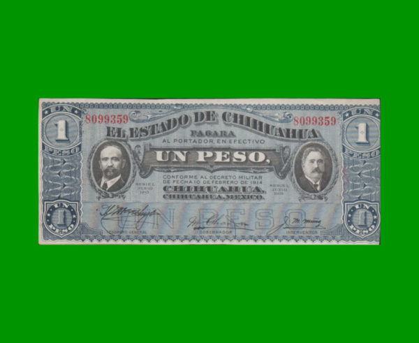 BILLETE DE
  MEXICO 1,00 PESO, PICK S530, ESTADO EXCELENTE+.-