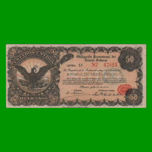 BILLETE DE  MEXICO 50,00 PESOS, PICK S716, ESTADO EXCELENTE+.-