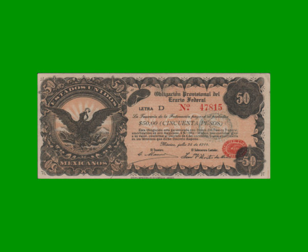 BILLETE DE  MEXICO 50,00 PESOS, PICK S716, ESTADO EXCELENTE+.-