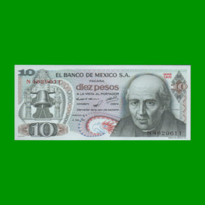 BILLETE DE
  MEXICO 10,00 PESOS, PICK 63d, ESTADO SIN CIRCULAR.-