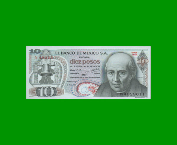BILLETE DE
  MEXICO 10,00 PESOS, PICK 63d, ESTADO SIN CIRCULAR.-
