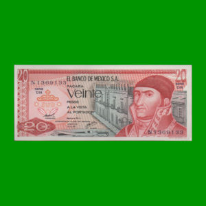 BILLETE DE
  MEXICO 20,00 PESOS, PICK 64d, ESTADO SIN CIRCULAR.-