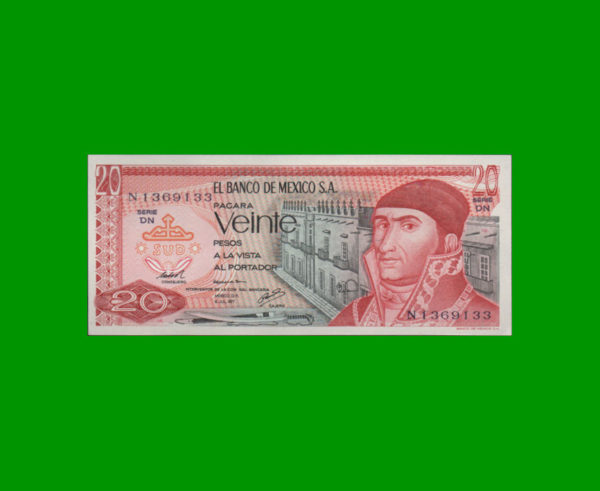 BILLETE DE
  MEXICO 20,00 PESOS, PICK 64d, ESTADO SIN CIRCULAR.-