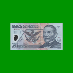 BILLETE DE
  MEXICO 20,00 PESOS POLYMERO, PICK 116a, ESTADO SIN CIRCULAR.-