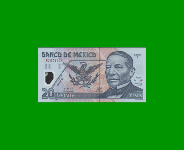 BILLETE DE
  MEXICO 20,00 PESOS POLYMERO, PICK 116a, ESTADO SIN CIRCULAR.-