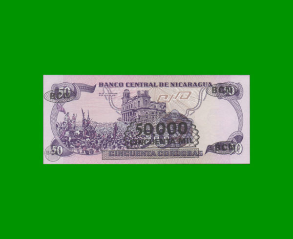 BILLETE DE  NICARAGUA 50.000,00 CORDOBAS SOBRE 50 CORDOBAS, PICK 148, ESTADO SIN  CIRCULAR.- - Imagen 2