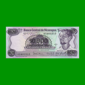 BILLETE DE  NICARAGUA 50.000,00 CORDOBAS SOBRE 50 CORDOBAS, PICK 148, ESTADO SIN  CIRCULAR.-