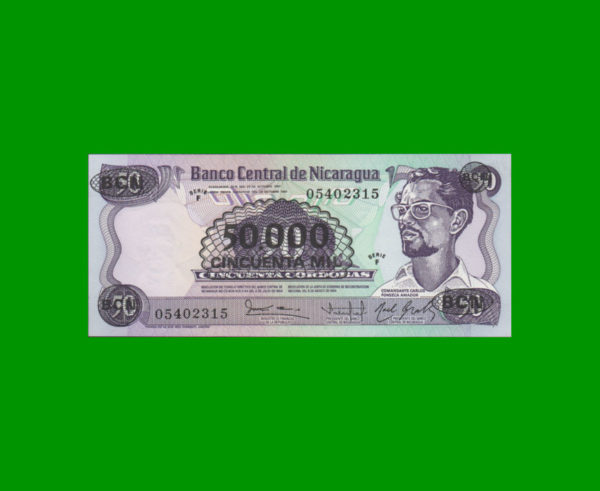 BILLETE DE  NICARAGUA 50.000,00 CORDOBAS SOBRE 50 CORDOBAS, PICK 148, ESTADO SIN  CIRCULAR.-