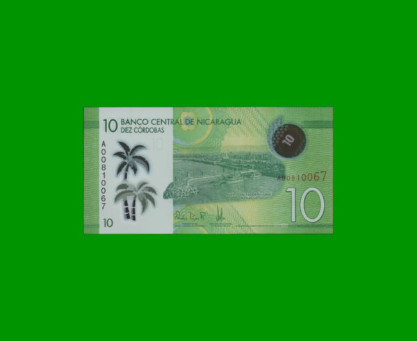 BILLETE DE
  NICARAGUA 10,00 CORDOBAS POLYMERO, PICK 209, ESTADO SIN CIRCULAR.-