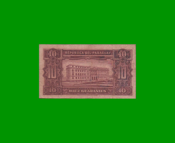 BILLETE DE
  PARAGUAY 10,00 GUARANIES, PICK 187, ESTADO BUENO+.- - Imagen 2