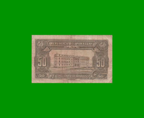 BILLETE DE
  PARAGUAY 50,00 GUARANIES, PICK 188b, ESTADO MUY BUENO- .- - Imagen 2