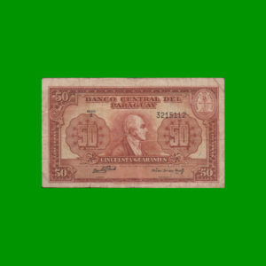 BILLETE DE
  PARAGUAY 50,00 GUARANIES, PICK 188b, ESTADO MUY BUENO- .-