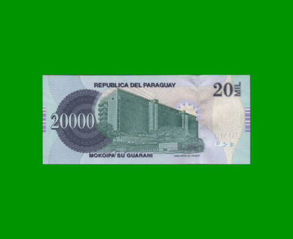 BILLETE DE
  PARAGUAY 20.000,00 GUARANIES, PICK NEW, ESTADO SIN CIRCULAR .- - Imagen 2