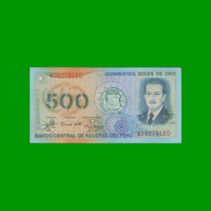 BILLETE DE
  PERU 500,00 SOLES, PICK 125A, ESTADO SIN CIRCULAR.-