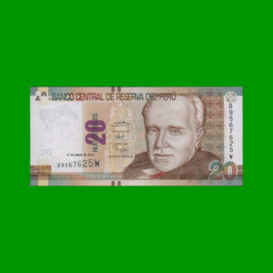 BILLETE DE
  PERU 20,00 SOLES, PICK 188, ESTADO SIN CIRCULAR.-