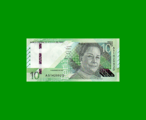 BILLETE DE
  PERU 10,00 SOLES, PICK NEW, ESTADO SIN CIRCULAR.-