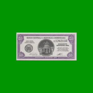 BILLETE DE
  REPUBLICA DOMINICANA 0,50 CTVOS ORO, PICK 89, ESTADO SIN CIRCULAR.-